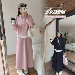 拼接假两件上衣半身套装女2025早秋新款韩系减龄休闲两件套