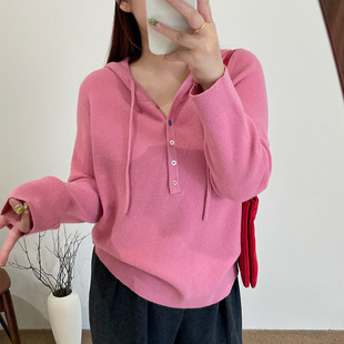 乃粒大码女装休闲连帽卫衣百搭宽松针织衫25冬胖mm套头毛衣23721