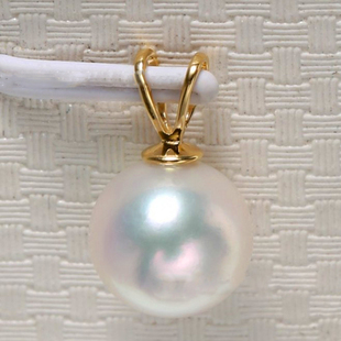 正品加厚18K金au750单颗珍珠吊坠空托盘 项链吊坠托手工DIY配件料