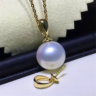 正品加厚18K金au750瓜子扣珍珠玉石吊坠DIY空托配件厚实防过敏批