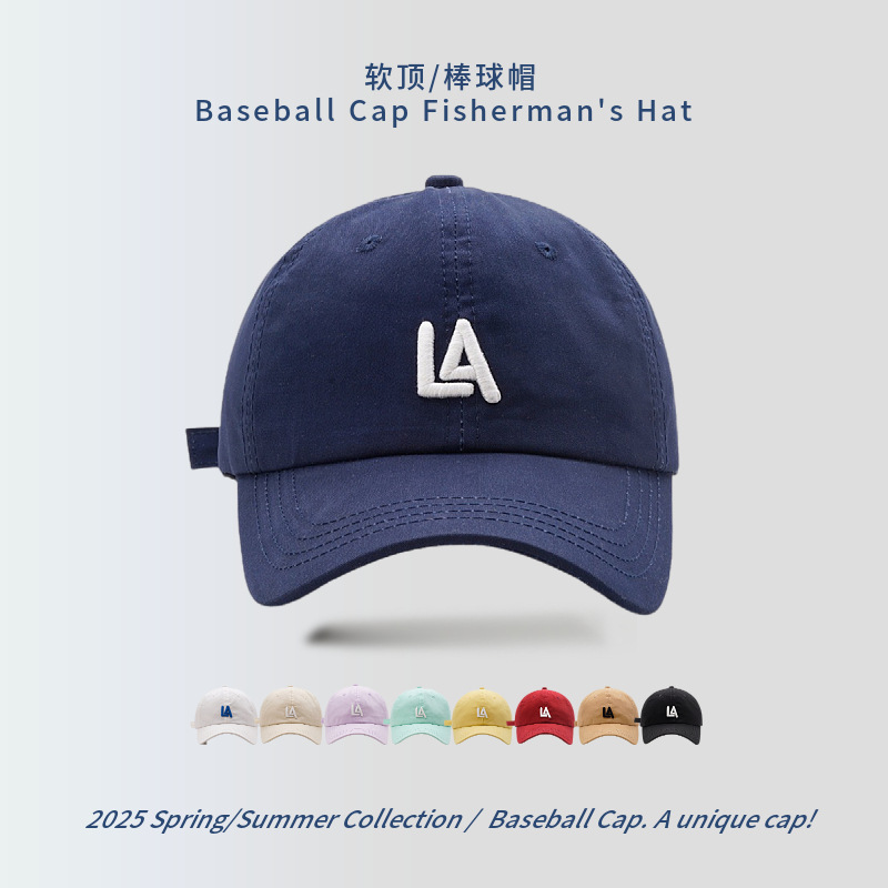 字母刺绣帽子女春夏软顶棒球帽情侣鸭舌帽运动遮阳帽男大帽檐时尚