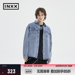 美式 Standby 复古牛仔外套男工装 INXX 口袋休闲翻领夹克上衣