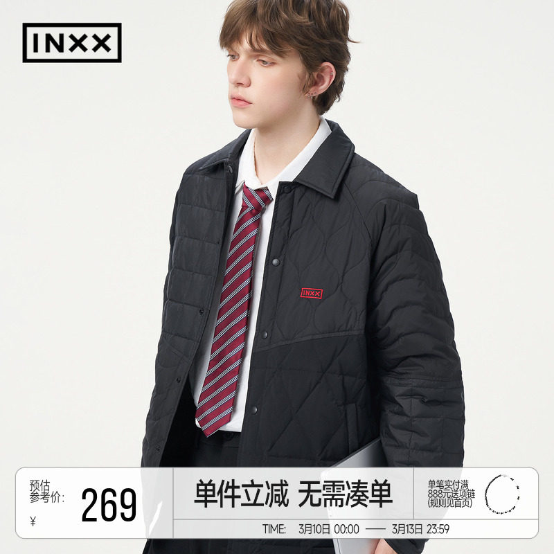 INXX轻薄小翻领刺绣夹克休闲简约棉服宽松拼接设计感外套男女同款