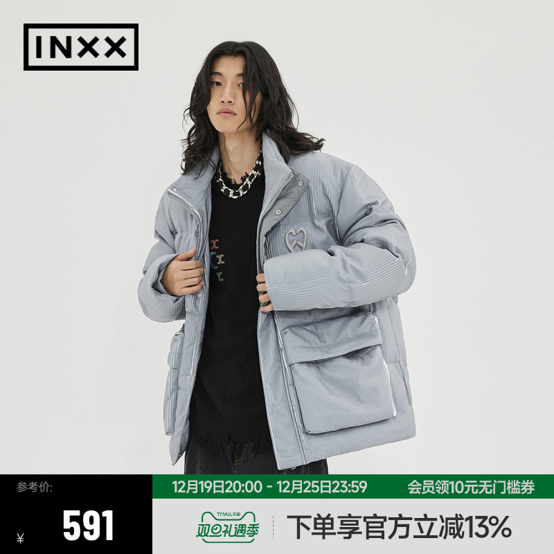 【INXX】 ALLPICK 潮牌加厚保暖羽绒服男女同款压褶设计感面包服