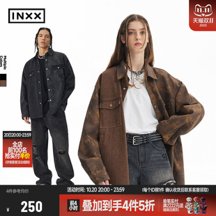 做旧复古牛仔外套男宽松解构拼接夹克休闲上衣情侣 APYD INXX