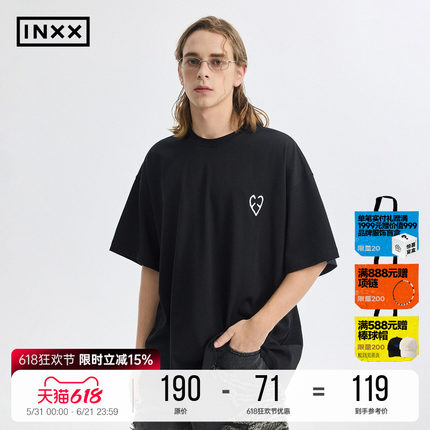 李一桐同款 INXXAPYD潮牌黑白简约2026夏季休闲宽松男士短袖T恤女