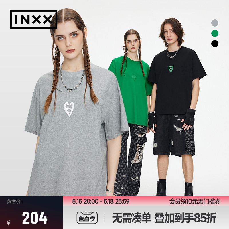 【INXX】ALLPICK 潮牌简约短袖T恤男纯棉圆领宽松休闲情侣装 男装 T恤 原图主图