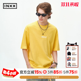 INXX简约宽松夏季短袖男款2026新款分割结构设计感五分袖T恤潮女