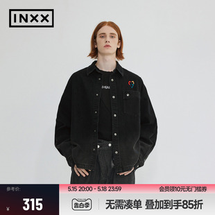 ALLPICK 水洗彩色刺绣牛仔衬衫 INXX 男潮流街头复古衬衣外套