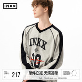 INXX美式 上衣情侣 运动风套头卫衣男撞色印花小众街头感长袖