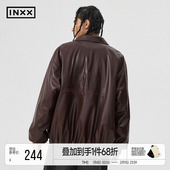 INXXAPYD 日系复古皮衣男宽松机车短款 教练飞行夹克廓形外套