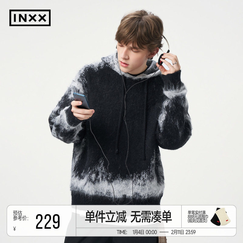 INXX明星同款 美式街头风渐变针织衫男女同款连帽毛衫宽松毛衣,男装,针织衫/毛衣,淘宝优惠券,粉丝福利购,淘宝优惠卷