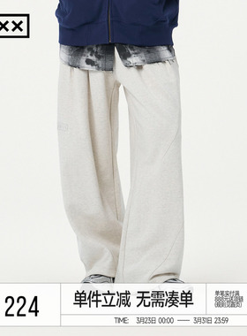 INXX潮牌纯色纯棉基础休闲裤美式直筒宽松运动卫裤男女同款