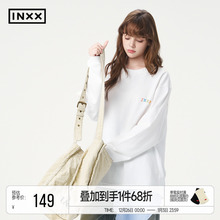 INXX简约基础圆领长袖卫衣男女同款彩色手绘字母印花上衣打底