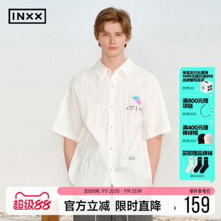 INXX简约休闲男士短袖衬衫2026夏季美式宽松设计感衬衣女外套女