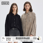 上衣情侣装 INXXAPYD 立体复古毛边衬衣男宽松休闲翻领衬衫