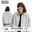 夹克 上衣潮牌美式 李一桐同款 INXXAPYD复古做旧牛仔外套男女同款