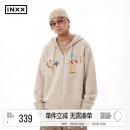 情侣花朵刺绣上衣男女同款 连帽针织开衫 新年毛衣新款 INXX明星同款