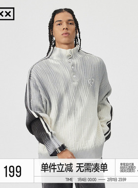 明星同款 INXX APYD 美式小高领套头毛衣针织衫男黑白撞色上衣