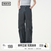 街头潮牌工装 裤 男做旧刷脏甩点设计感香蕉裤 INXX美式 长裤