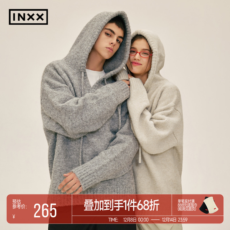 宽松针织衫INXX男女情侣连帽毛衣