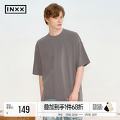 下摆剪破街头风圆领中袖 INXX复古做旧短袖 T恤男女同款 上衣
