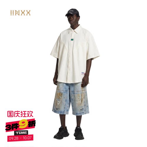INXX水洗做旧复古牛仔短裤