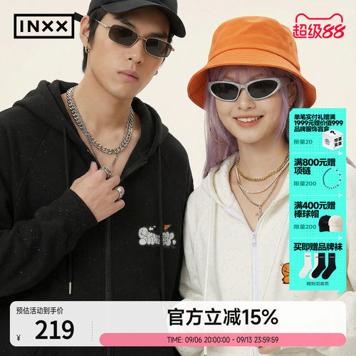 INXX潮牌街头涂鸦开衫卫衣男美式复古宽松连帽上衣帽衫情侣装