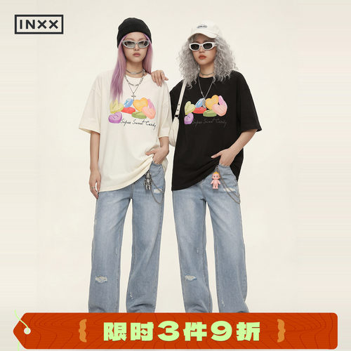 INXX重磅纯棉糖果印花短袖T恤