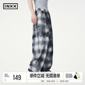男磨毛质感格纹阔腿长裤 明星同款 INXX复古手工刷色休闲裤 潮牌