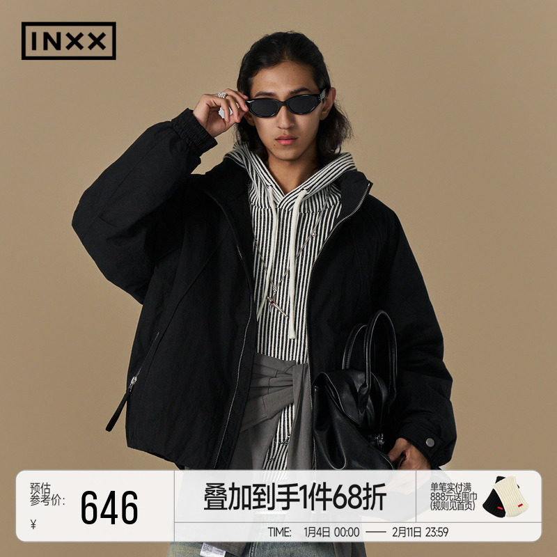 INXX美式休闲立领夹克羽绒服冬季男女同款宽松加厚保暖外套潮