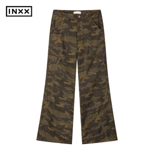INXX街头风迷彩色休闲裤多口袋设计直筒长裤女款XWF4231209