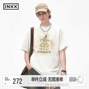 INXXMASTER 250g重磅潮牌短袖T恤男袖冲霄汉数码印花上衣女