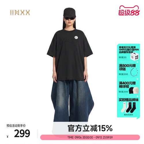 INXX宽松纯棉刺绣印花T恤男女款