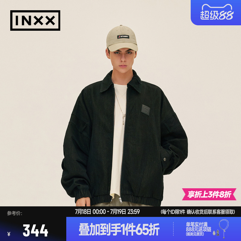 【INXX】APYD 美式复古牛仔外套男潮牌翻领机车工装夹克休闲上衣
