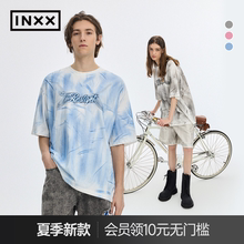 【INXX】APYD 美式高街风刷色短袖T恤情侣装潮牌复古渐变色上衣