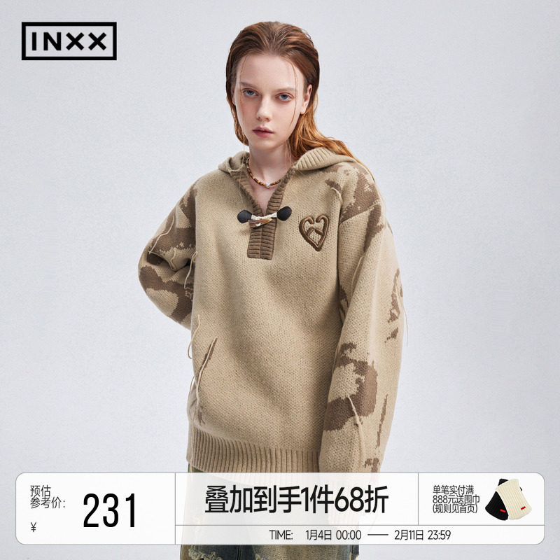 INXXAPYD 美拉德连帽针织衫男女同款流苏设计感套头毛衣潮,男装,针织衫/毛衣,淘宝优惠券,粉丝福利购,淘宝优惠卷