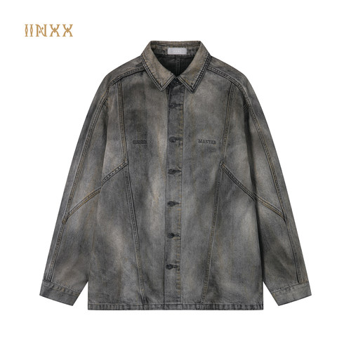 INXX宽松扎染拼接长袖衬衣