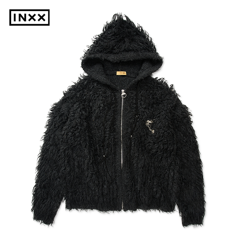INXX街头风拉毛工艺套头针织衫拉链外套男女同款XGF4061401