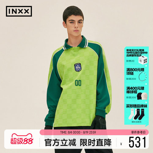 INXXStandby 美式运动风撞色T恤男女宽松休闲polo领长袖球衣