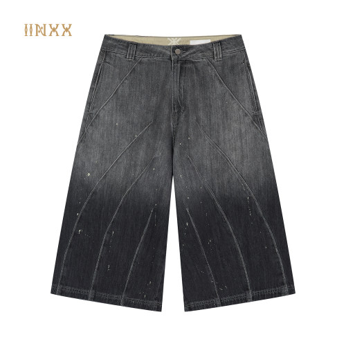 INXX渐变泼墨做旧复古牛仔短裤