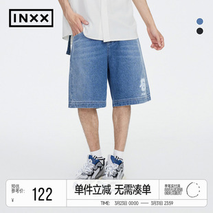 明星同款 宽松直筒裤 美式 男休闲裤 复古牛仔短裤 INXXStandby
