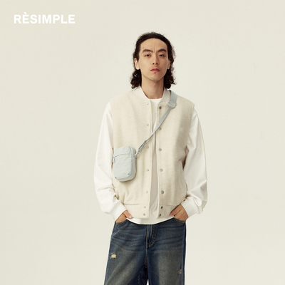 【RESIMPLE】简单点极简生活宽松百搭时尚休闲棒球领羊毛马甲男女