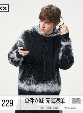 INXX明星同款 美式街头风渐变针织衫男女同款连帽毛衫宽松毛衣