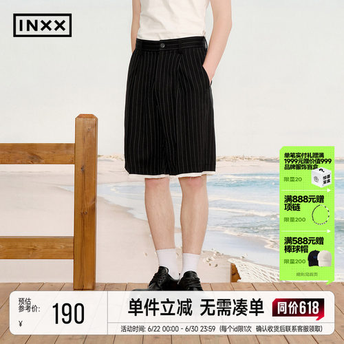 INXX潮牌美式阔腿休闲短裤男中性宽松直筒廓形西装五分裤女