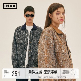 肌理感外套情侣装 INXXStandby 小香风仿皮草牛仔外套男女个性