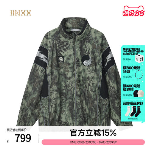 INXX宽松透气运动梭织连帽外套