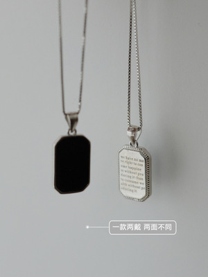 纯银方形几何一款两戴字母锁骨链