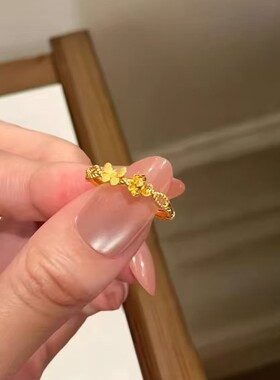 设计感复古蝴蝶花蕊戒指时尚轻奢高级感小众精致洋气开口食指戒女