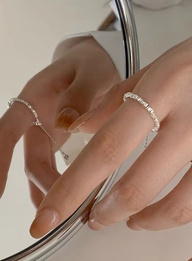 女925银碎银子几两戒指韩版戒指